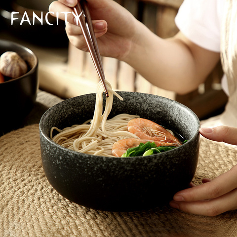 FANCITY-poignet à nouilles créatif, grand bol en ramen, bol de bouillie pour millet en céramique et bol à nouilles et soupe de boeuf ► Photo 1/6