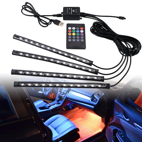 Ampoules Led de voiture allume 36/48/72 RGB LED pied lampe 12V Auto intérieur décoratif lumière avec USB APP sans fil Mode à distance ► Photo 1/6