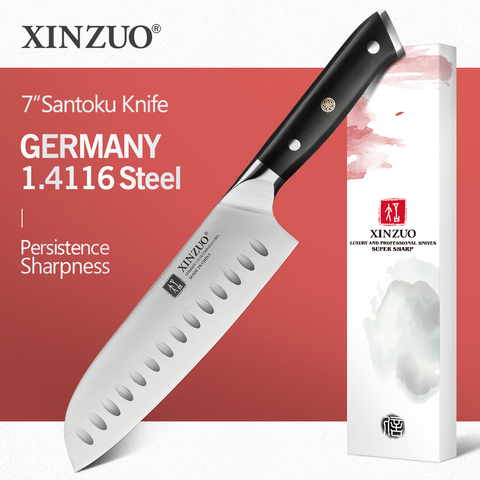 XINZUO couteau de cuisine allemand, Santoku de 7 pouces, 1.4416 en acier, couteaux de Chef de cuisine à haute teneur en carbone en acier inoxydable, accessoires de cuisine, outils ► Photo 1/6