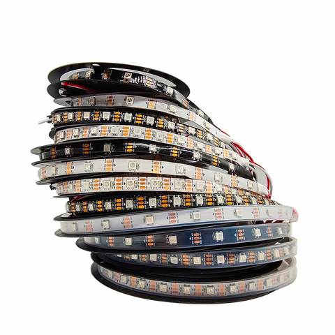 DC5V WS2812/WS2812b individuellement adressable bande Led Smart RGB lumière de fête de noël 30/60/144Led/m noir/blanc PCB IP30/65/67 ► Photo 1/6