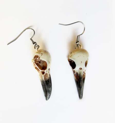 Boucles d'oreilles crâne, Mini-corbeau, bijou crâne d'oiseau en résine 3D ► Photo 1/4