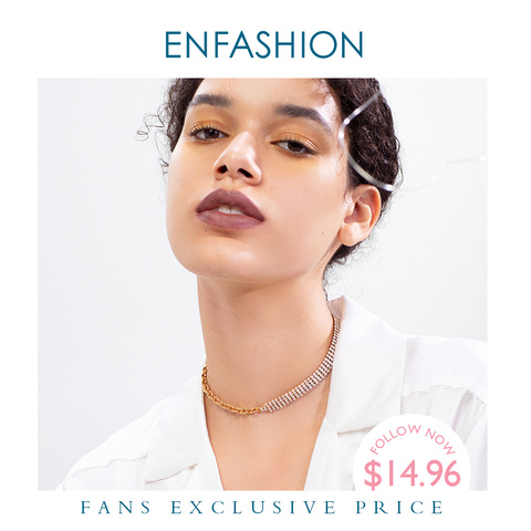 ENFASHION – Collier ras du cou en cristal brillant pour femmes, couleur or, bijoux à la mode, vente en gros, P203065 ► Photo 1/6