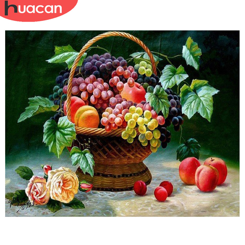 Huacan – panier de fruits en diamant, broderie complète, cristaux, mosaïque, image collée, point de croix, couture, décor de salle ► Photo 1/6