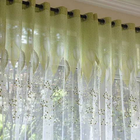 Rideau de fenêtre en Tulle Pastoral, vert pour salon, Voile de chambre à coucher, pour cuisine, sur mesure ► Photo 1/6