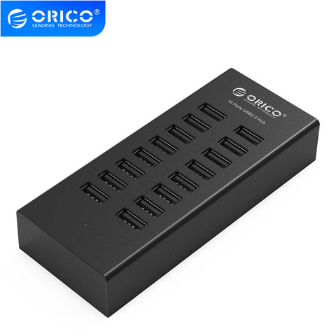 ORICO H1613 HUB USB 16 ports USB2.0 Hub avec adaptateur secteur 12V2A pour Apple Macbook ordinateur portable tablette-noir ► Photo 1/6