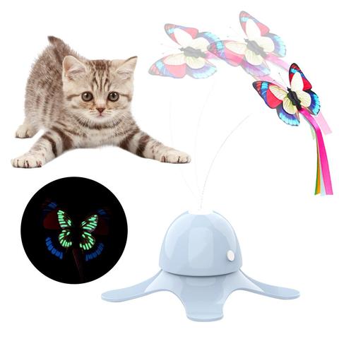 Jouet chat animal de compagnie électronique intelligent | Jouet d'exercices amusants et automatique pour chats, jouets électriques rotatifs pour chaton, jouet interactif pour chat papillon ► Photo 1/6