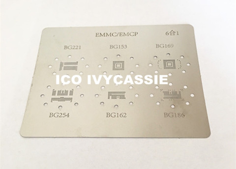 Pochoir eMMC BGA 221/153/169/254/162/186, pour puces Flash EMCP, broches IC en fer blanc, modèle de chaleur pour soudure nette, g1129 ► Photo 1/1