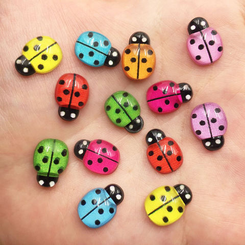 Mélange de résine, mini coccinelle colorée et Cabochon à dos plat, album à faire soi-même décoration, figurines en cristal pour la maison, artisanat ► Photo 1/4