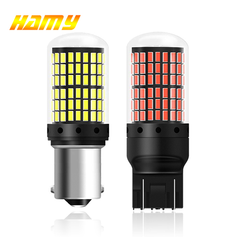 Ampoule pour voitures LED, 1x P21W PY21W, Ba15s 1156 Bau15s T20 WY21W W21W 7443, haute puissance, Signal lumineux Canbus, lampe inversée automatique, sans erreur ► Photo 1/6