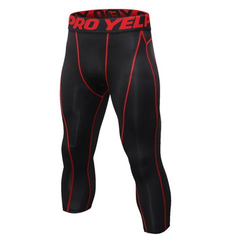 Pantalons de Compression pour hommes, Leggings de sport, Fitness, vêtements de sport, pantalon moulant, pantalon d'entraînement, 3/4 ► Photo 1/6