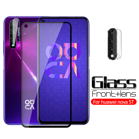 2 en 1 caméra lentille verre pour huawei nova 5 t verre trempé protecteur d'écran sur hauwei hawei nova 5 t nova 5 t t5 film de protection ► Photo 1/6