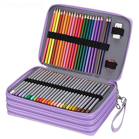 Trousse de rangement pour crayons pour filles et garçons, 120/184/200 trous, grande boîte à stylos, grande pochette de papeterie pénale, trousse de rangement porte-crayon ► Photo 1/6