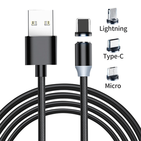 Prise de câble magnétique Micro USB Type C USB C 8 broches prise de charge rapide aimant chargeur cordon bouchons rond câble magnétique ► Photo 1/6