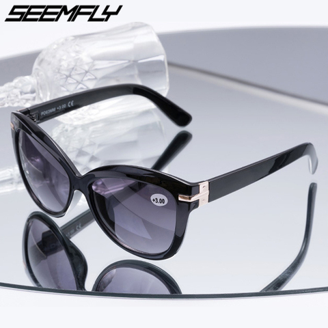 Seemfly-lunettes De soleil à lecture bifocale, lunettes pour femmes et hommes presbytes, œil De chat, dioptrie + 1.0 à + 3.0 Oculos De Grau 2022 ► Photo 1/6