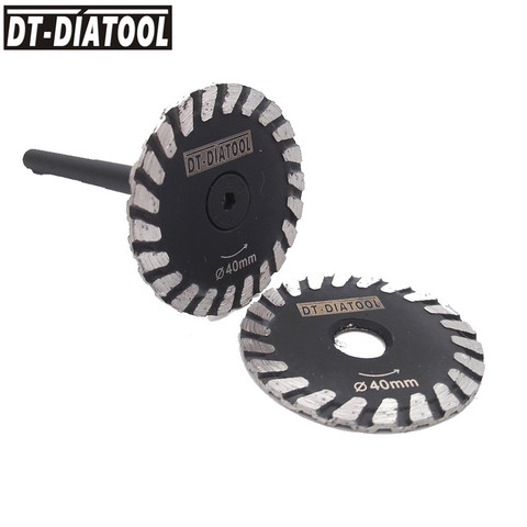 DT-DIATOOL 2pcs mini diamond saw blade removable 6mm shank Turbo cutting disc for granite marble stone concrete ► Photo 1/5