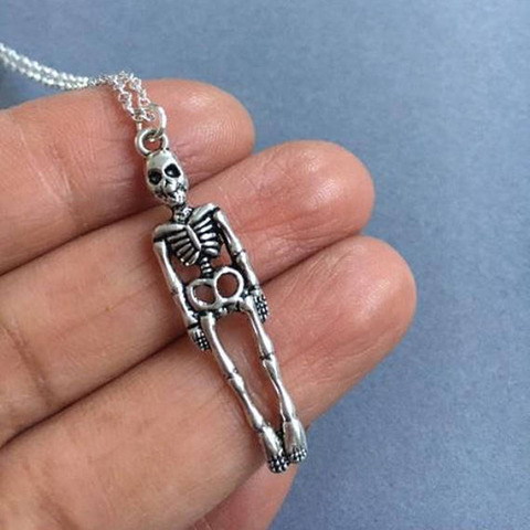 Collier ras du cou Vintage en alliage de Zinc pour hommes et femmes, pendentif squelette, crâne, Halloween, gothique, Punk, Bijoux ► Photo 1/2