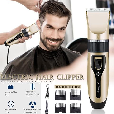 Tondeuse à cheveux numérique professionnelle, rasoir électrique Rechargeable sans fil pour hommes, coupe de cheveux avec lame en céramique réglable ► Photo 1/6