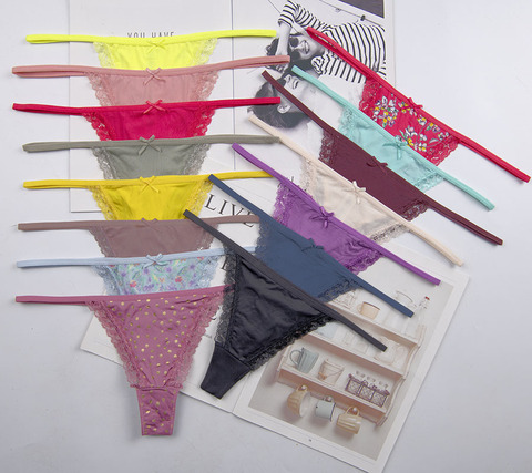 6 couleurs femmes tempérament sexy string dames culottes lingerie bikini slips pantalon sous-vêtements string intimatewear ah43 1 pièces ► Photo 1/6