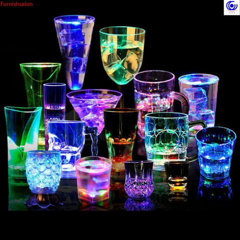 Tasse à lumière LED clignotante automatique, capteur de tasse à lumière LED, verre à vin, bière, Whisky, boisson pour lueur, fête de noël, Bar, Club, anniversaire ► Photo 1/6