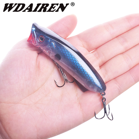 1 pièces Popper pêche leurres durs 80mm 11.5g Topwater flottant Wobblers appâts de basse artificiel Isca brochet leurre ► Photo 1/6