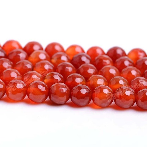 Perles rondes d'agat de cornaline rouges, à facettes, pour la fabrication de bijoux, 16 pouces, 6, 8, 10 et 12MM, choisir la taille, bricolage soi-même ► Photo 1/1