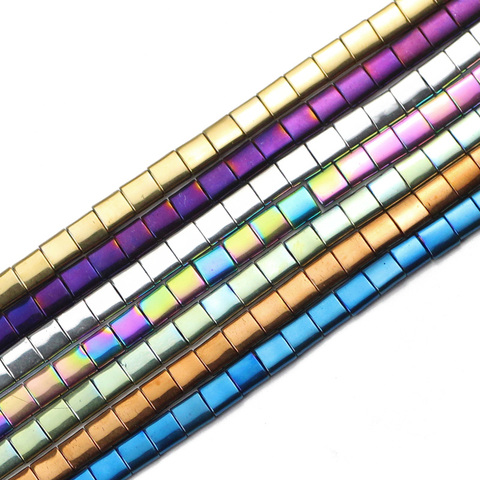 JHNBY bleu, vert, violet, or deux trous 5x5mm carré hématite entretoises en pierre naturelle perles en vrac pour la fabrication de bijoux Bracelets à faire soi-même ► Photo 1/6