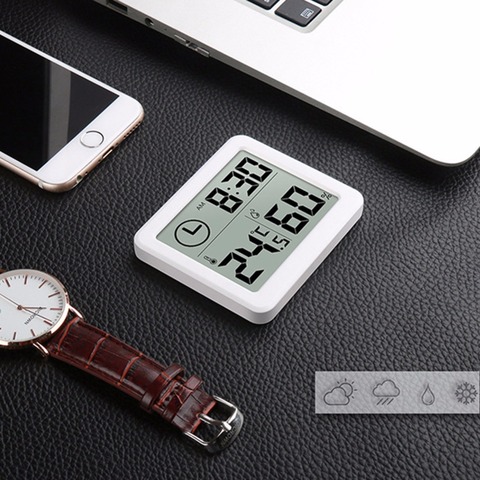 Thermomètre multifonction hygromètre automatique électronique température humidité moniteur horloge 3.2 pouces grand écran LCD ► Photo 1/6