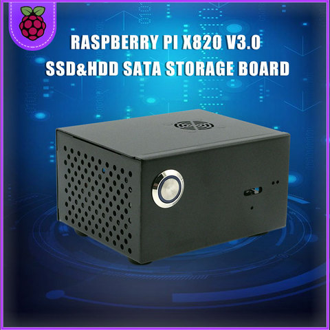 Raspberry Pi – carte de rangement SSD et HDD X820 (X800), boîtier/boîtier métallique assorti + interrupteur de commande d'alimentation + ventilateur de refroidissement ► Photo 1/6