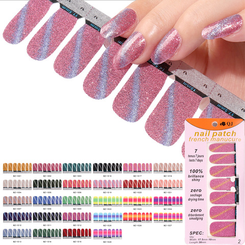 1 feuille Nail Art autocollants paillettes dégradé UV Gel vernis à ongles enveloppes bandes couverture complète vernis à ongles autocollants décalcomanies outil de manucure ► Photo 1/6