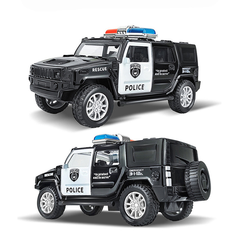 Modèle de voiture de Police en alliage moulé, jouet de Simulation pour enfants, véhicules tout-terrain de Collection, cadeaux jouets pour garçons S028, 1:43 ► Photo 1/6