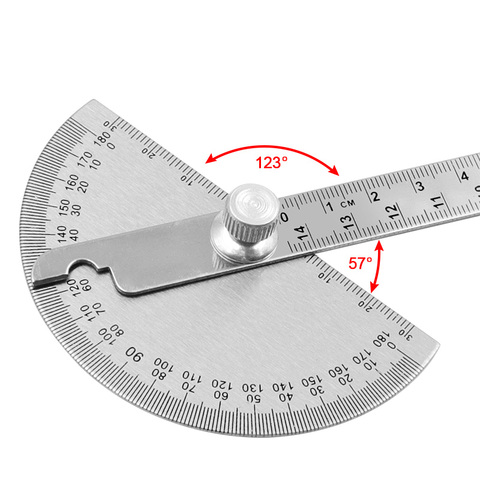 145mm acier inoxydable 180 rapporteur angle mètre mesure règle rotatif mécanicien outil règle rapporteur ► Photo 1/6