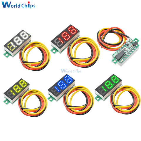 Mini voltmètre numérique à 3 fils, 0.28 pouces, 0.28 pouces, bleu, rouge, vert, jaune, affichage LED, DC 0-100V, panneau LED numérique ► Photo 1/6
