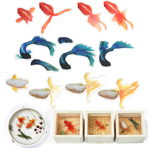 3D Transparent autocollant poisson rouge bleu queue de poisson Film Silicone moules UV résine époxy moule remplissages pour bijoux à bricoler soi-même artisanat faisant ► Photo 1/6