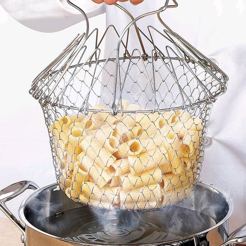 Pliable vapeur rinçage souche français friture Chef panier magique pliant panier maille panier crépine cuisine cuisson outils ► Photo 1/6