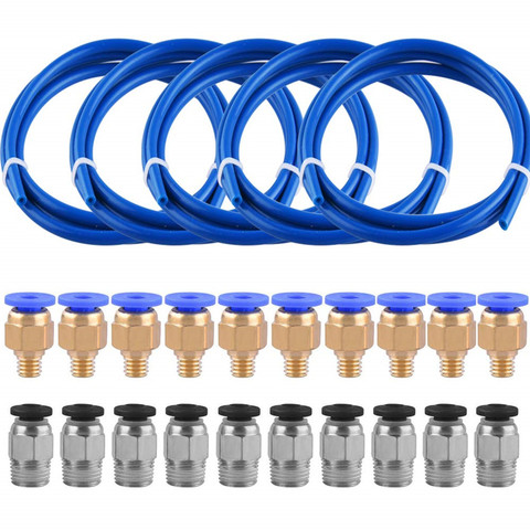 5 pièces 2/4mm Tube PTFE bleu (1M) avec 10 pièces raccords de PC4-M6 et 10 pièces PC4-M10 raccord connecteur pour imprimante 3D 1.75mm Filament ► Photo 1/6