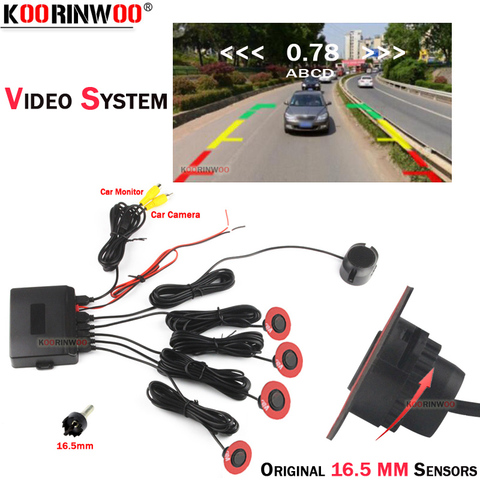 Koorinwoo-capteur de stationnement de voiture, Original, 4 vidéos Sysem pour moniteur de caméra à cercles noirs, système de Parktronic sûr, détecteur de voiture ► Photo 1/6