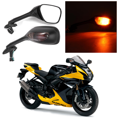 Rétroviseurs latéraux de moto pour Suzuki GSXR, avec clignotant, miroir K6, K7, K8, GSXR 600, 750 et 1000 ► Photo 1/6