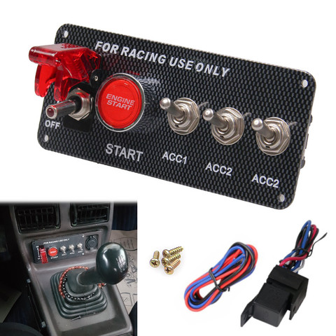 Panneau d'allumage de moteur 12V | Accessoire de voiture, LED bascule, panneau de démarrage, bouton-poussoir, universel pour voiture 12V puissance rapide et course ► Photo 1/6