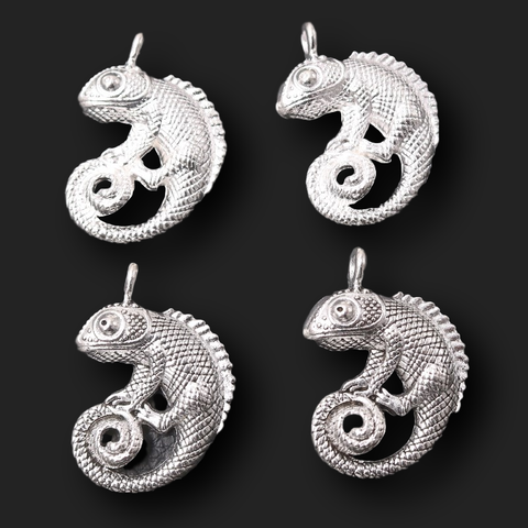 4 pièces argent plaqué métal caméléon breloque en alliage pendentif mode boucles d'oreilles collier bricolage à la main bijoux résultats 35*27mm A1075 ► Photo 1/3