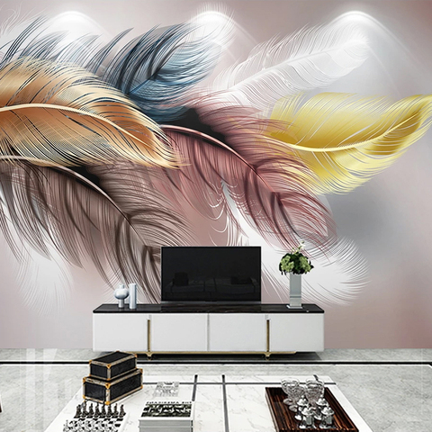 Papier peint Photo 3D personnalisé avec plumes, décoration d'interieur ► Photo 1/6