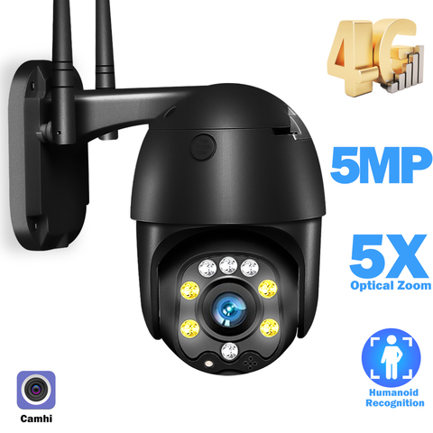 Caméra de surveillance dôme extérieure IP WiFi 3G/4G, dispositif de sécurité domestique intelligent, avec Zoom optique x5 et système infrarouge (30m), Audio bidirectionnel Camhi, carte SIM ► Photo 1/6