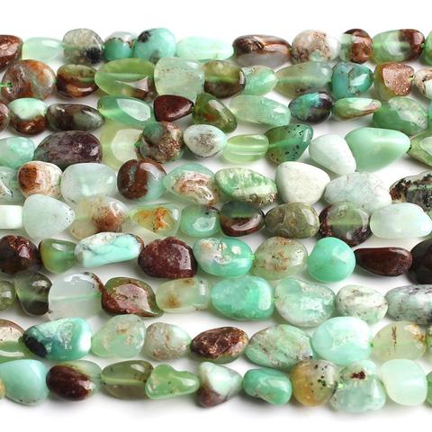 Perles en pierre de Jades vertes, chrysoprase australienne naturelle irrégulière 8-10mm, pour accessoires, fabrication de bijoux, Bracelet, collier 15'' ► Photo 1/5