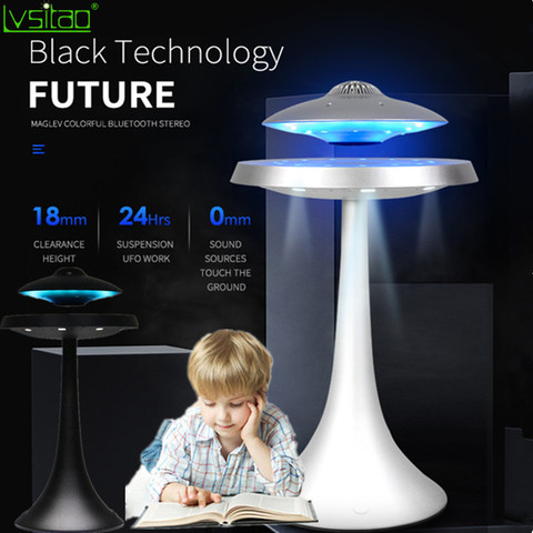 Lévitation UFO haut-parleur lampe de table magnétique veilleuse bluetooth bluetooth Surround son BT haut-parleur créatif cadeaux lampe ► Photo 1/6