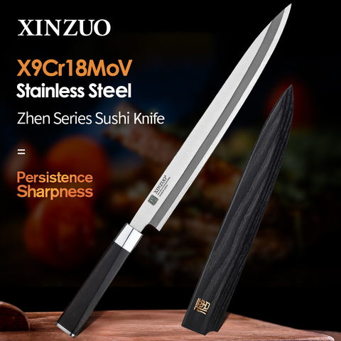 XINZUO couteau à Sushi, couteau à Sushi 240/270/300mm en acier inoxydable, Yanagiba Pro pour les filets de poisson cru, couteaux de Cuisine avec manche en ébène ► Photo 1/6