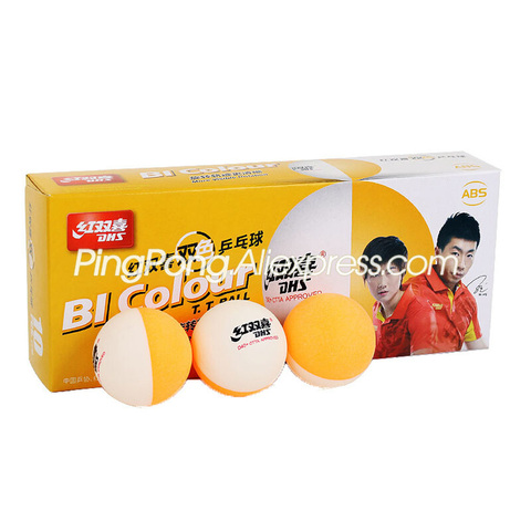 DHS – balle de Tennis de Table en plastique ABS, Double couleur, balles de Ping-Pong originales ► Photo 1/4