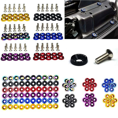 10 PIÈCES M6 De Voiture JDM-Modificd Hbx Platq Chauves-souris Fastemers Fendar Eneine stpling Camcave Wauhar Banper Scravs Femder Wssher Licqnse-Voiture ► Photo 1/6