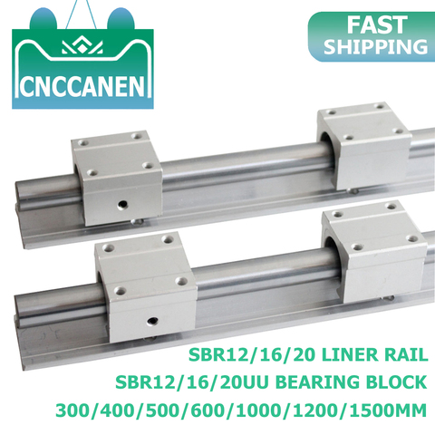 Rail de guidage linéaire, 2 pièces, SBR12/16/20 20mm, longueur 300-1500mm, Rail linéaire entièrement soutenu avec bloc de roulement linéaire SBR20UU CNC partie ► Photo 1/6