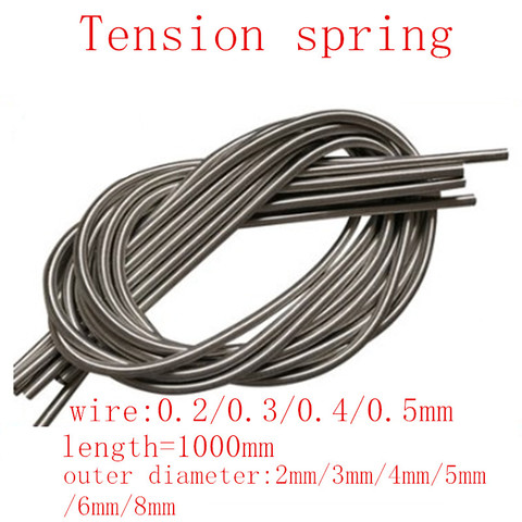 Ressort de Tension en acier inoxydable, 1 pièce/lot de fil, 0.2mm 0.3mm 0.4mm 0.5mm, 1 mètre, Dia 2mm/3mm/4mm/5mm/6mm/8mm ► Photo 1/1