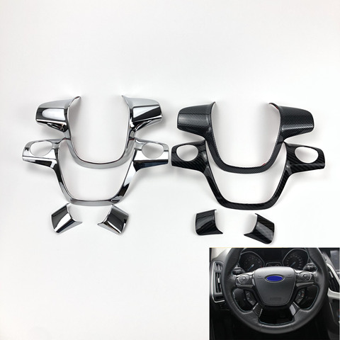 Emaicoca – housse de revêtement de volant en ABS chromé, autocollant pour Ford Focus 3 mk3 2012 – 2014/ Kuga 2013-2015, accessoires automobiles ► Photo 1/5