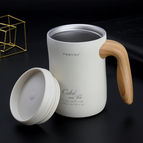 Nouveauté PINKAH 470ML tasse à café sous vide avec poignée isolation tasse bureau étanche tasse à thé avec couvercle ménage lait Thermos ► Photo 1/6